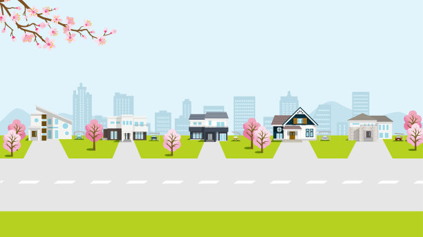 居住区在春天的大自然中图片下载