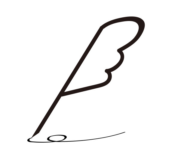 羽毛笔图标和绘制线素材图片