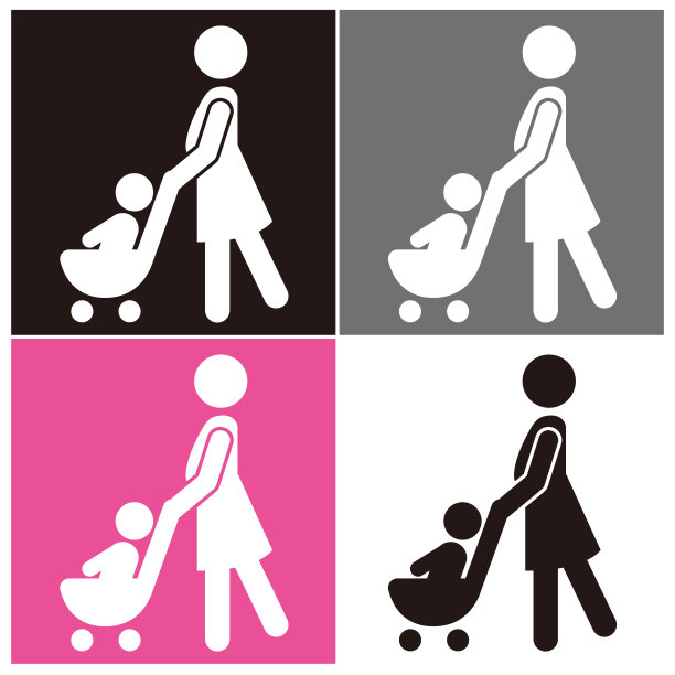 婴儿车图标婴儿推矢量图片下载