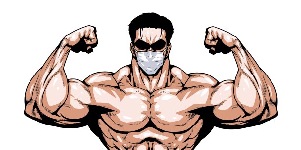 带着医用面具的大男子主义英雄图片下载