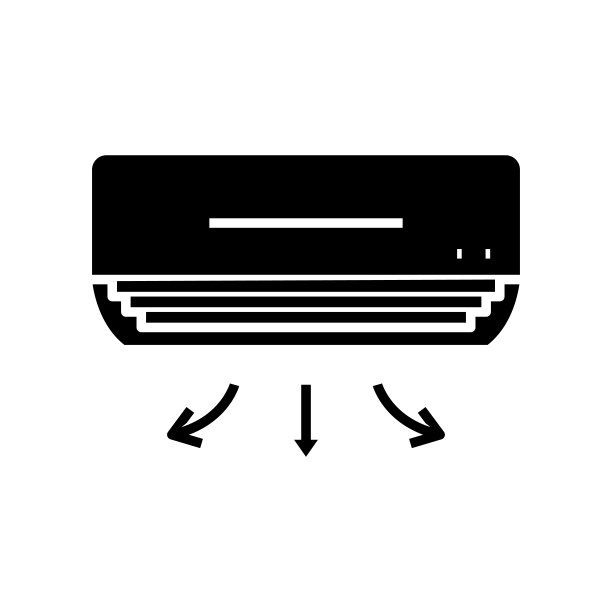 空调黑色图标、概念图、矢量平面符号、象形符号图片下载
