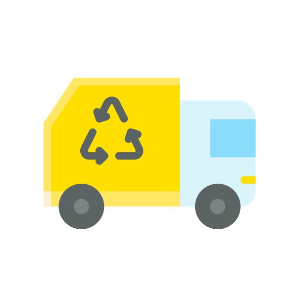 可持续或循环相关的循环三角形在卡车矢量在平面风格，图片下载