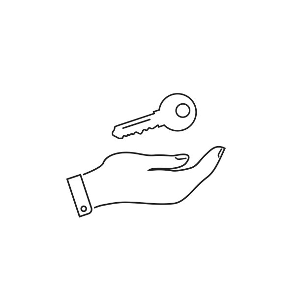 房屋钥匙矢量线条图标插画：扁平设计风格图片下载