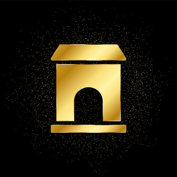 建筑，大学的黄金图标。矢量插图的金色粒子背景。孤立矢量符号符号-教育图标黑色背景图片下载