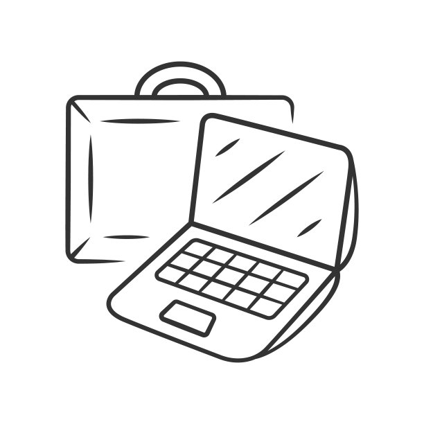 手提电脑手提箱线性图标。笔记本旅行包。电脑可以随身携带的物品。技术保护套管。细线说明。轮廓的象征。矢量孤立轮廓绘制。可编辑的中风图片下载