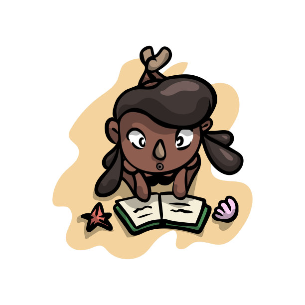 可爱的非洲女孩躺在炎热的沙滩上图片下载