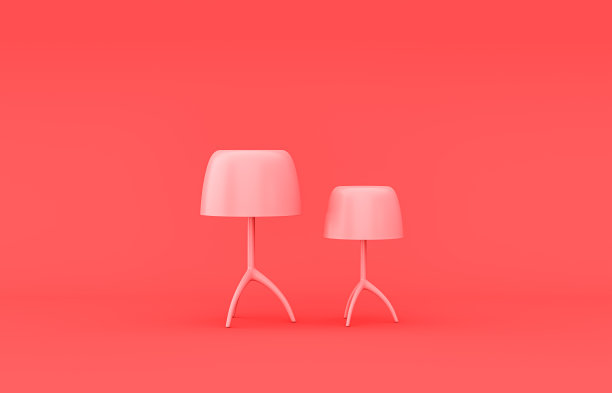 单色，塑料材质单间配件落地灯，单色粉色背景，3d渲染图片下载