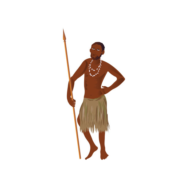 可爱的非洲土著男子与长矛和项链图片下载
