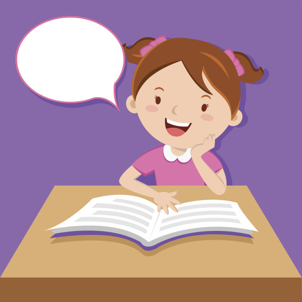 可爱的女孩在看书素材图片