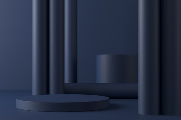 抽象模拟场景与几何形状的讲台。库存图片素材图片