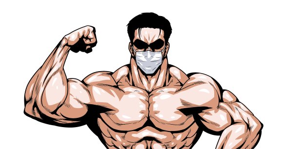 带着医用面具的大男子主义英雄图片下载