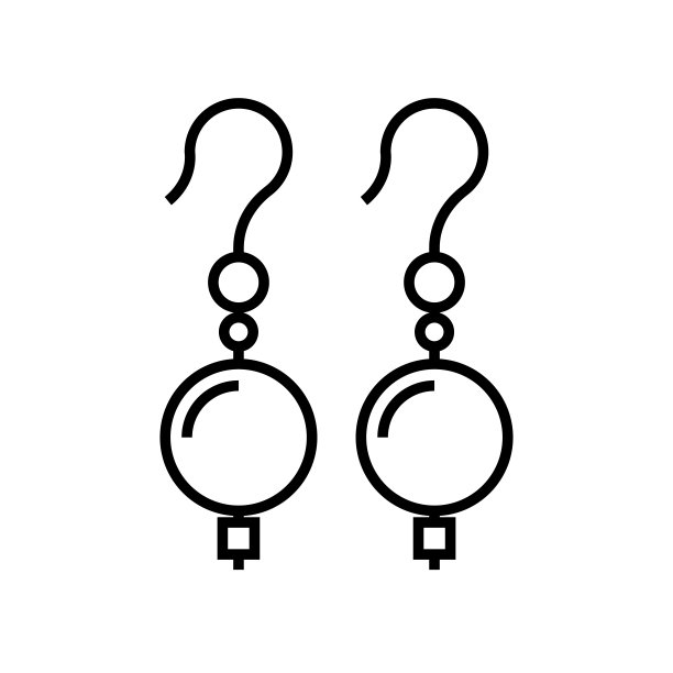 耳环珠宝线图标，概念符号，轮廓矢量插图，线性符号图片下载