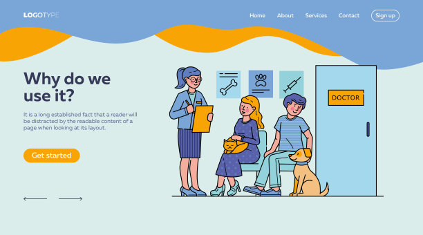 带着宠物排队等医生的人图片下载