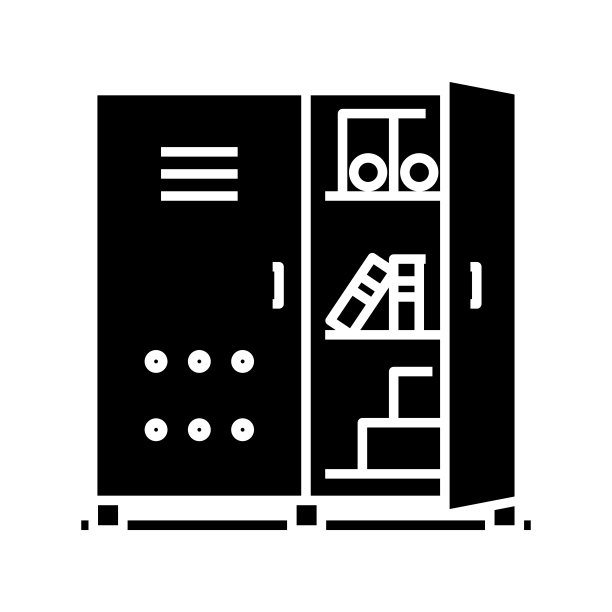 书箱黑色图标、概念插图、矢量平面符号、象形符号图片下载