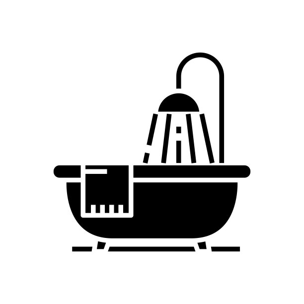 浴室黑色图标，概念插图，矢量平面符号，象形符号图片下载