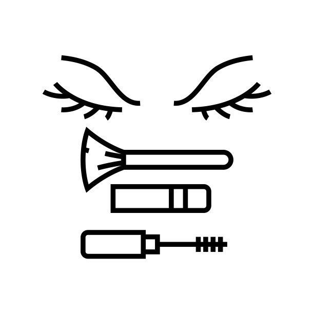 眼墨线条图标、概念符号、轮廓矢量插图、线性符号素材图片