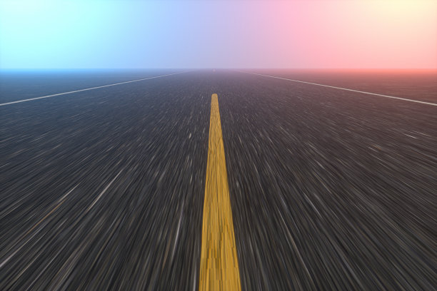 黑色背景的直线公路，抽象概念，3d渲染。图片下载