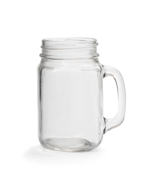 空玻璃罐，手柄隔离在白色上图片下载