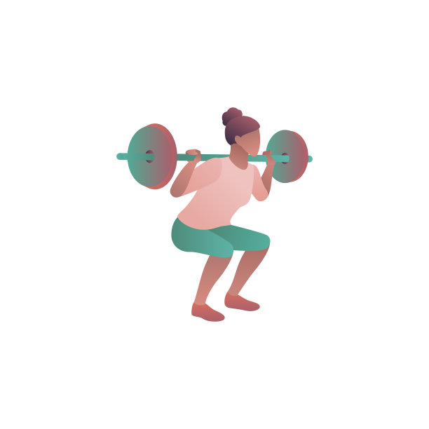 在健身房锻炼的女人，扁平矢量渐变插画图片下载