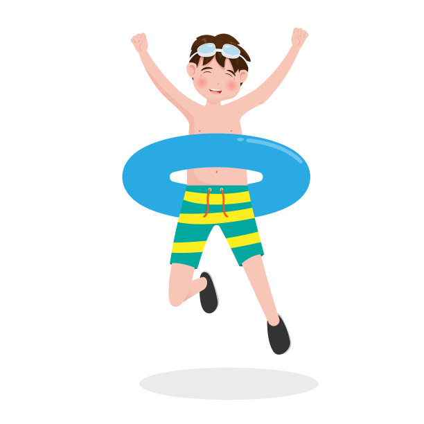小男孩泳衣孤立的背景。矢量插图在卡通人物扁平风格。图片下载