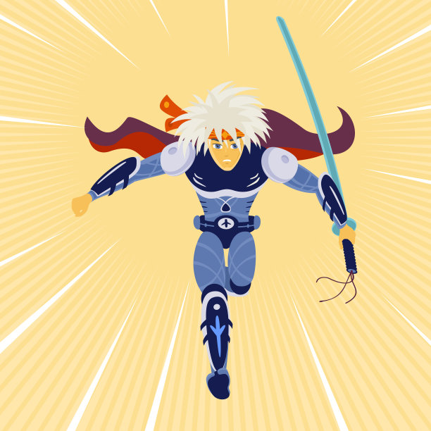 插图矢量战士攻击亚洲卡通风格图片下载