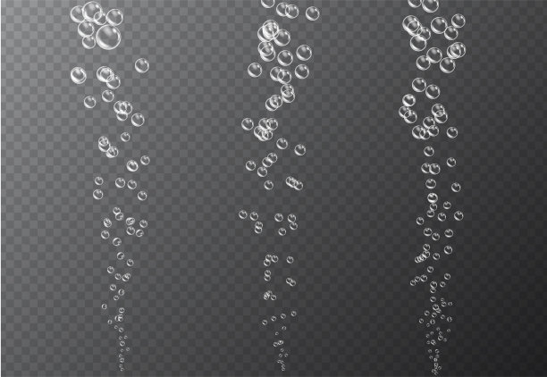 在透明的背景下孤立的水气泡组。逼真的汽水效果，为您设计的汽水图片下载