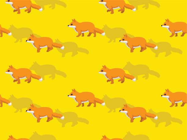 狐狸走可爱的卡通矢量无缝背景墙纸01图片下载