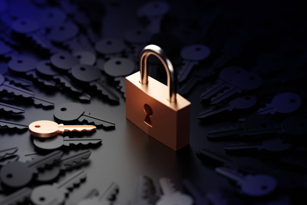 一把无限钥匙的挂锁，隐喻着问题、解决方案和风险管理;原来的3 d渲染图片下载
