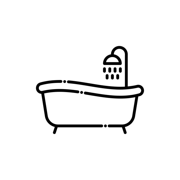 浴缸矢量图标线条样式插图。图片下载