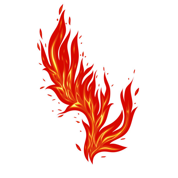 火焰孤立在白色背景上。矢量图形。图片下载