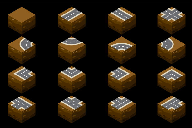 等距的道路元素和层到地面。图片下载