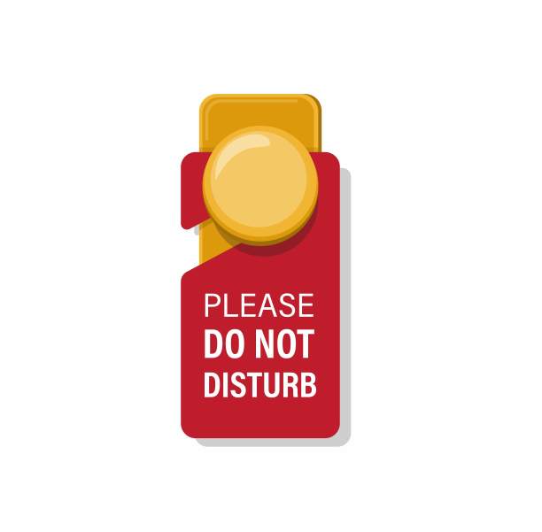 请勿打扰标牌在酒店房间门把手卡通平面插图矢量孤立在白色背景图片下载