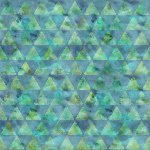水彩薄荷-绿松石三角形背景。手绘纹理。无缝模式。图片下载