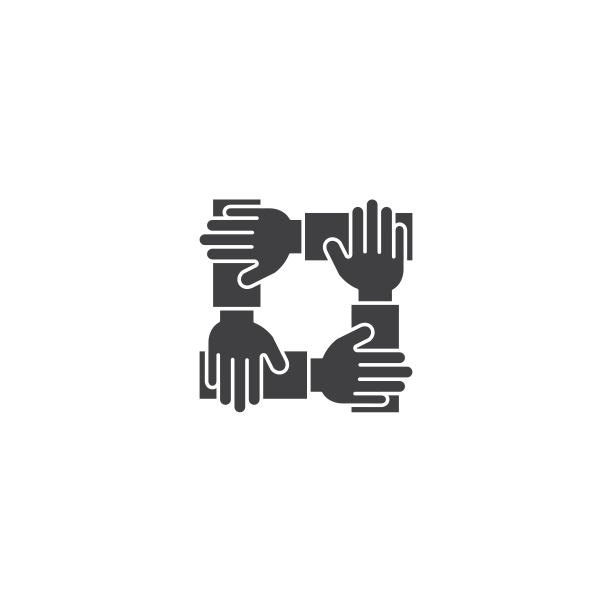 团队合作四手，团结业务。矢量图标模板图片下载