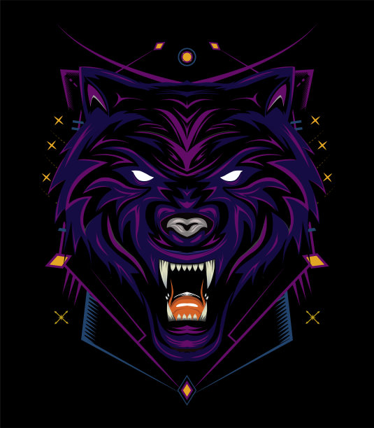 狼插图矢量设计模板股票插图狼，嚎叫，插图，树，矢量图片下载