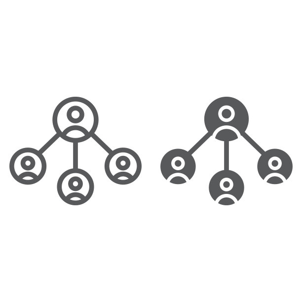 商业网络线性图标：商业、全球、社交网络标志，矢量图形，白色背景线性图案图片下载