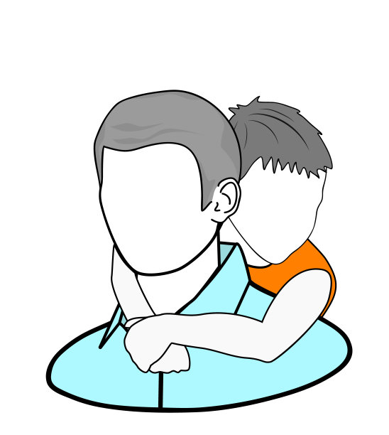 the boy hangs on his father’s neck. father's day. good relations of parents and children. vector illustration.图片下载