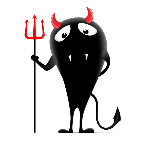 可爱的怪物拿着干草叉素材图片