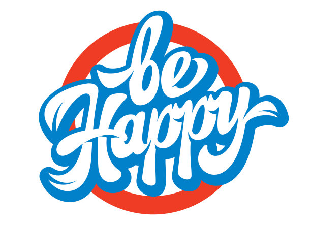 矢量插图与彩色书法题词快乐图片下载