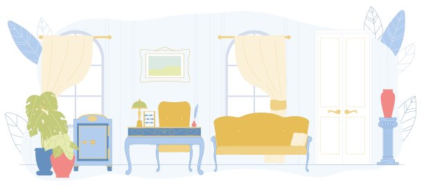 带有柜台和保险箱的老式银行。图片下载