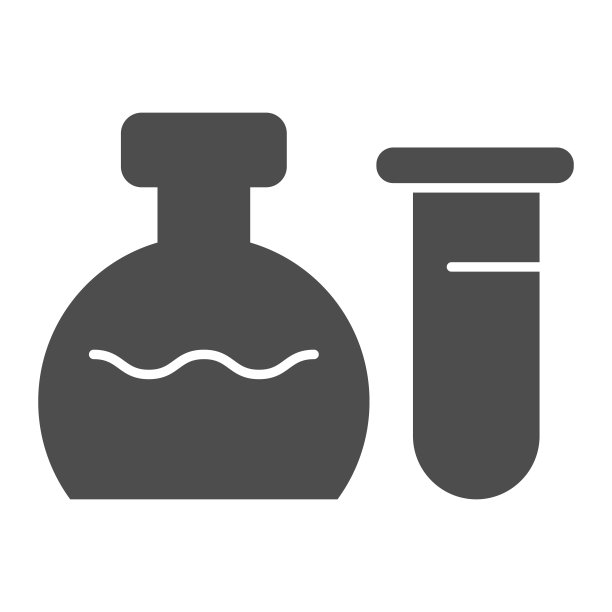 化学烧瓶和测量可以固体图标。试管，实验室设备。化学矢量设计理念，白色背景上的象形文字风格。图片下载