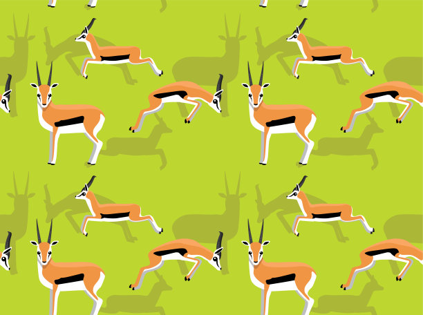 Gazelle Thomson可爱的卡通矢量无缝背景壁纸01图片下载