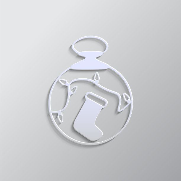 袜子，球，圣诞纸风格，图标图片下载