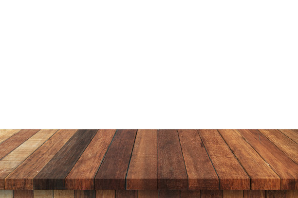 空木桌上孤立的白色背景和显示蒙太奇与产品的复制空间。图片下载