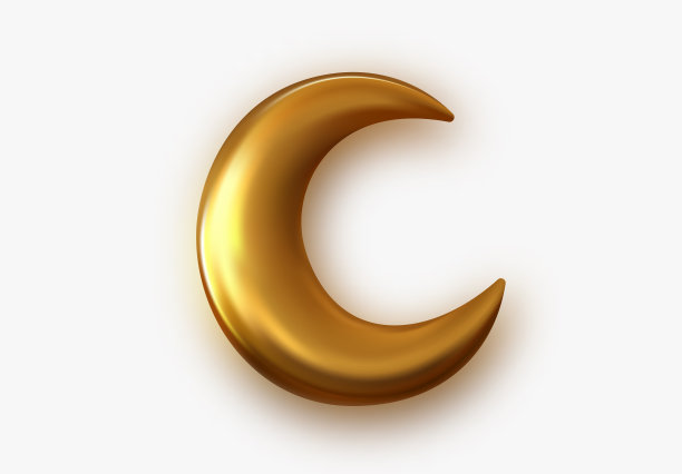 金色新月3d对象与孤立的背景图片下载