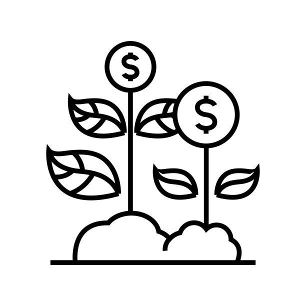 增长的商业线性图标，概念标志，轮廓矢量图，线性符号图片下载