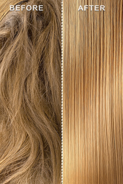 棕发治疗前后，拉直图片下载