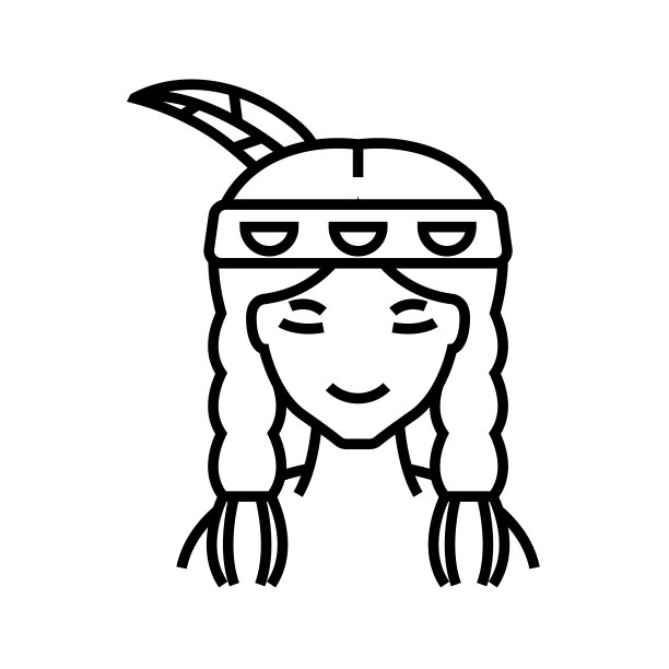 美洲原住民线条图标，概念符号，轮廓矢量插图，线性符号图片下载