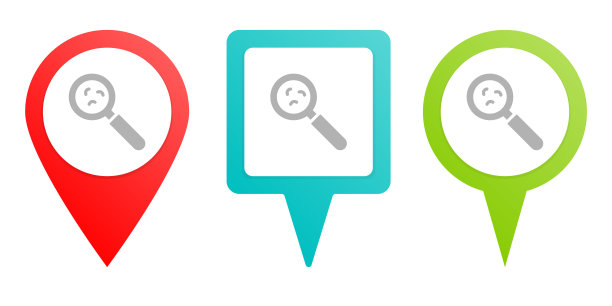 细菌,实验室研究。多色引脚矢量图标，不同类型的地图和导航点。图片下载