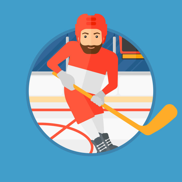 手持棒子的冰球运动员图片下载